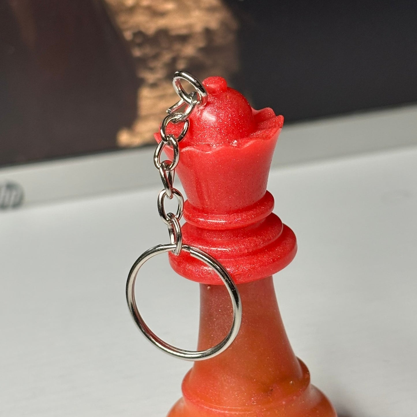 Red Orange Fire Queen - Handmade Resin Keychain - Large Edition
