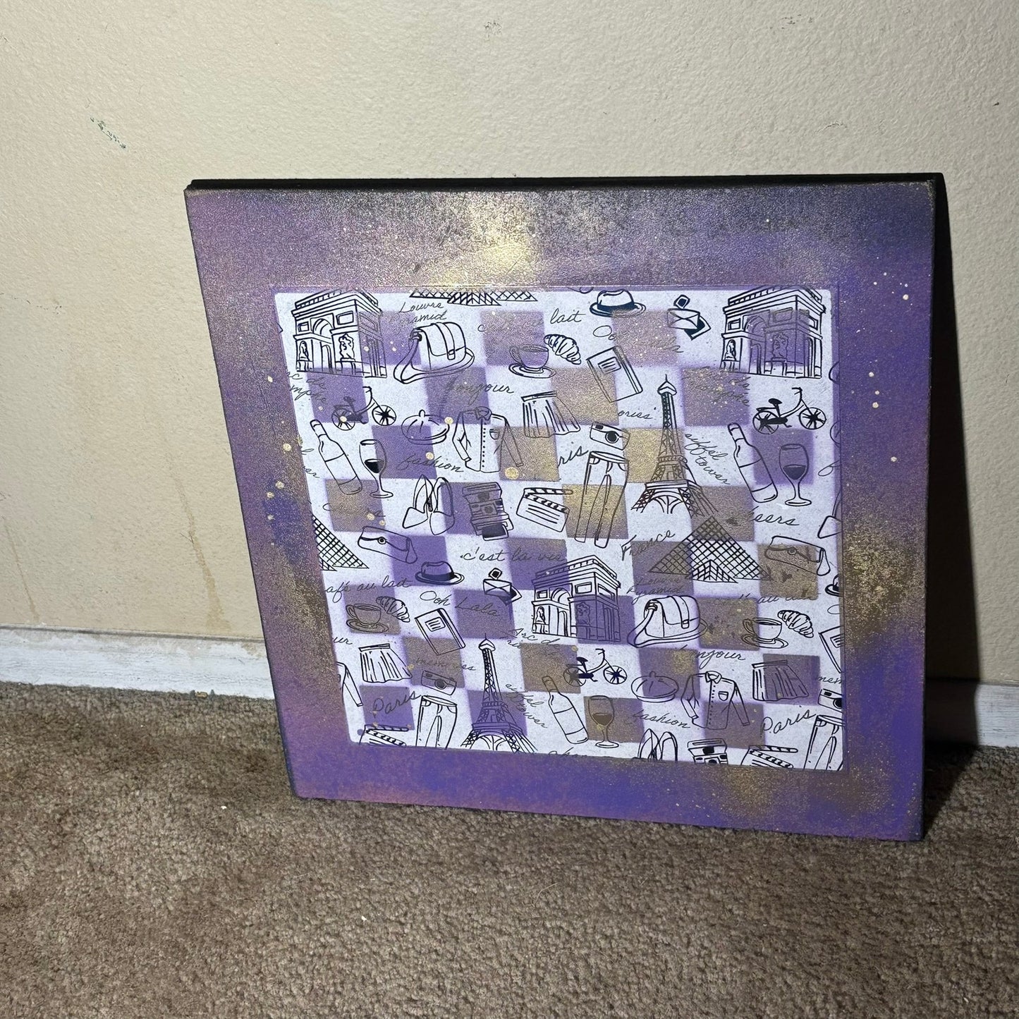 Golden Purple Pop Images - Large Scrapbook Chess Board