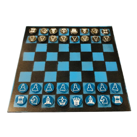 Black & Blue - Painted Chess Set