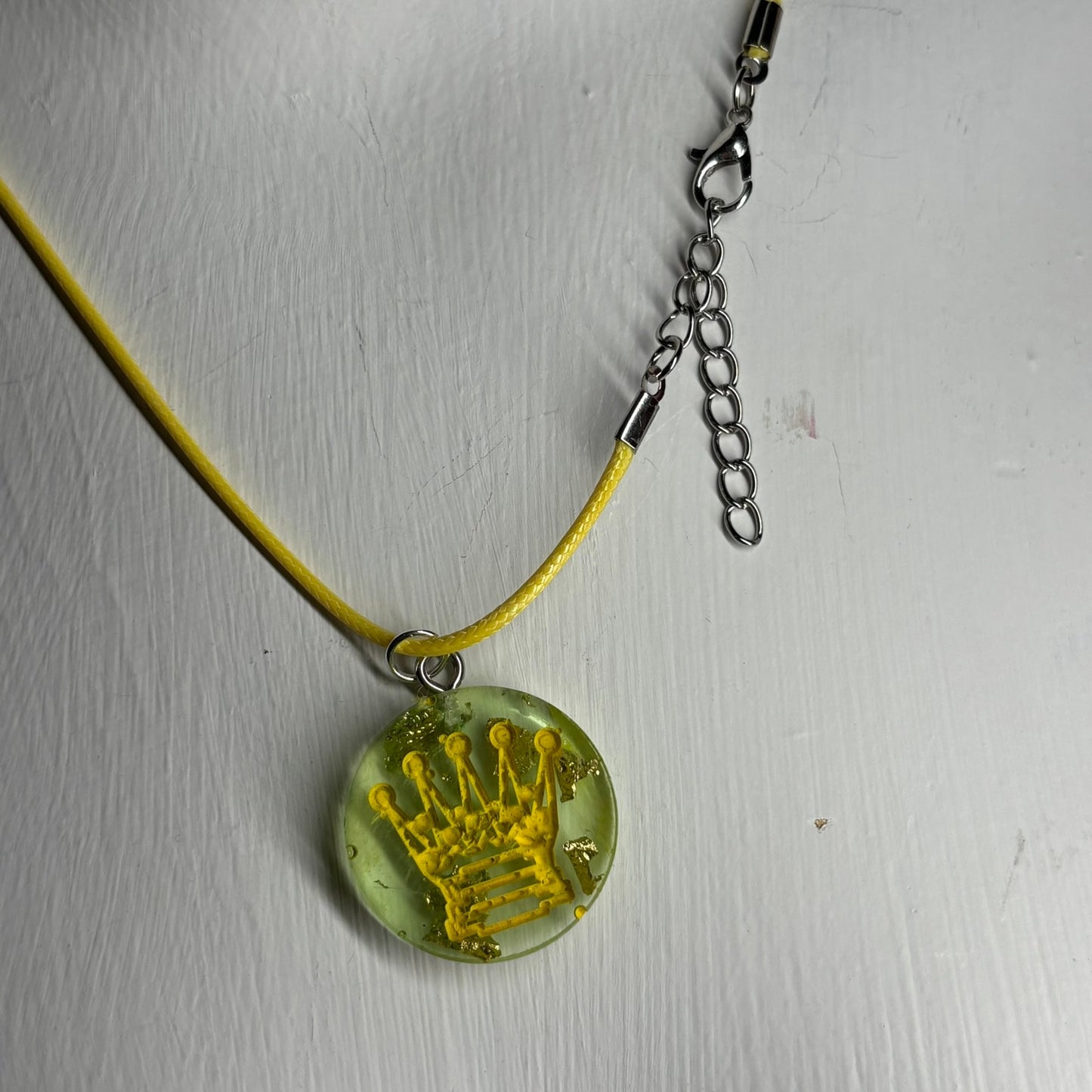 Green Yellow Queen - Handmade Resin Chess Necklace