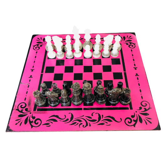 Royal Pink & Black - Painted Chess Set