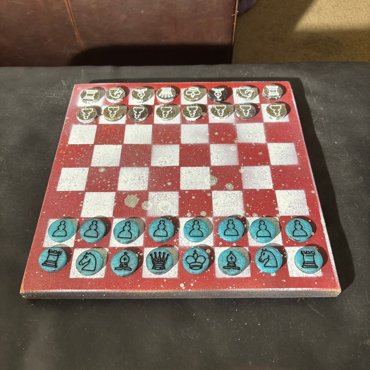 Red Chrome Drip - Painted Chess Set