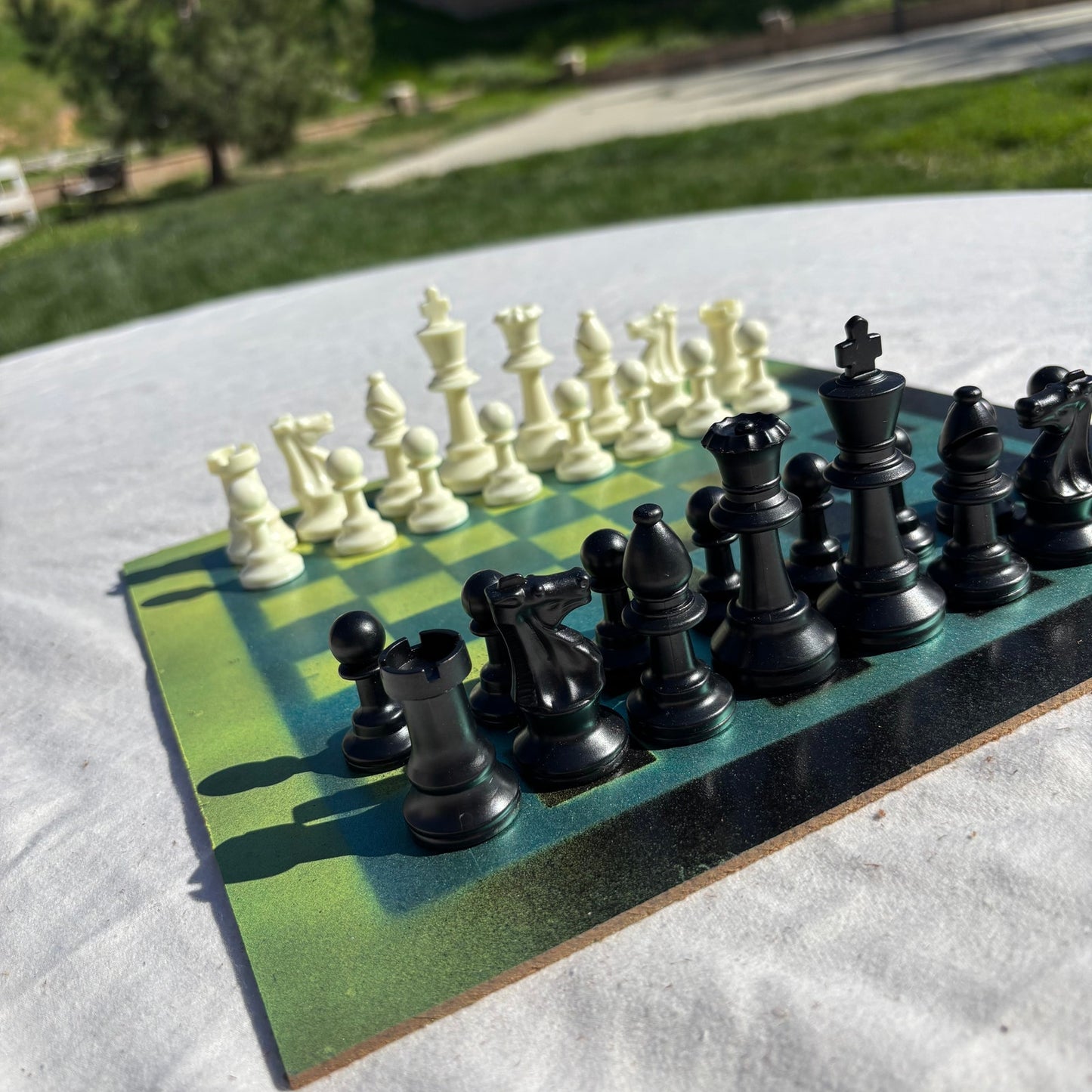 Stealth Green - Painted Chess Set