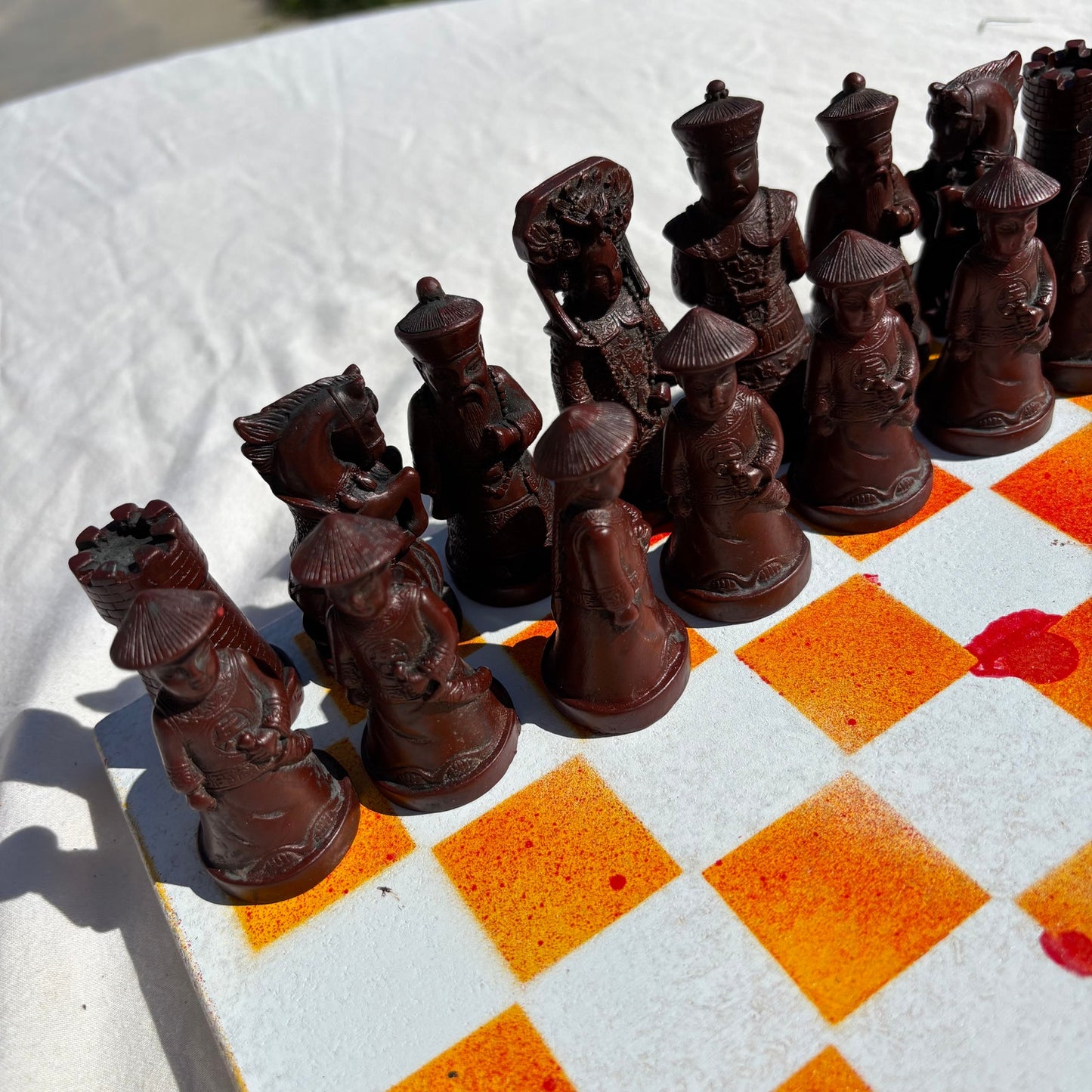Fire Orange & White - Chinese Edition Chess Set
