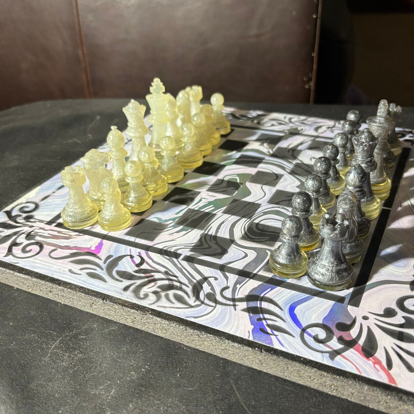 Chrome Shine Pattern - Scrapbook Chess Set