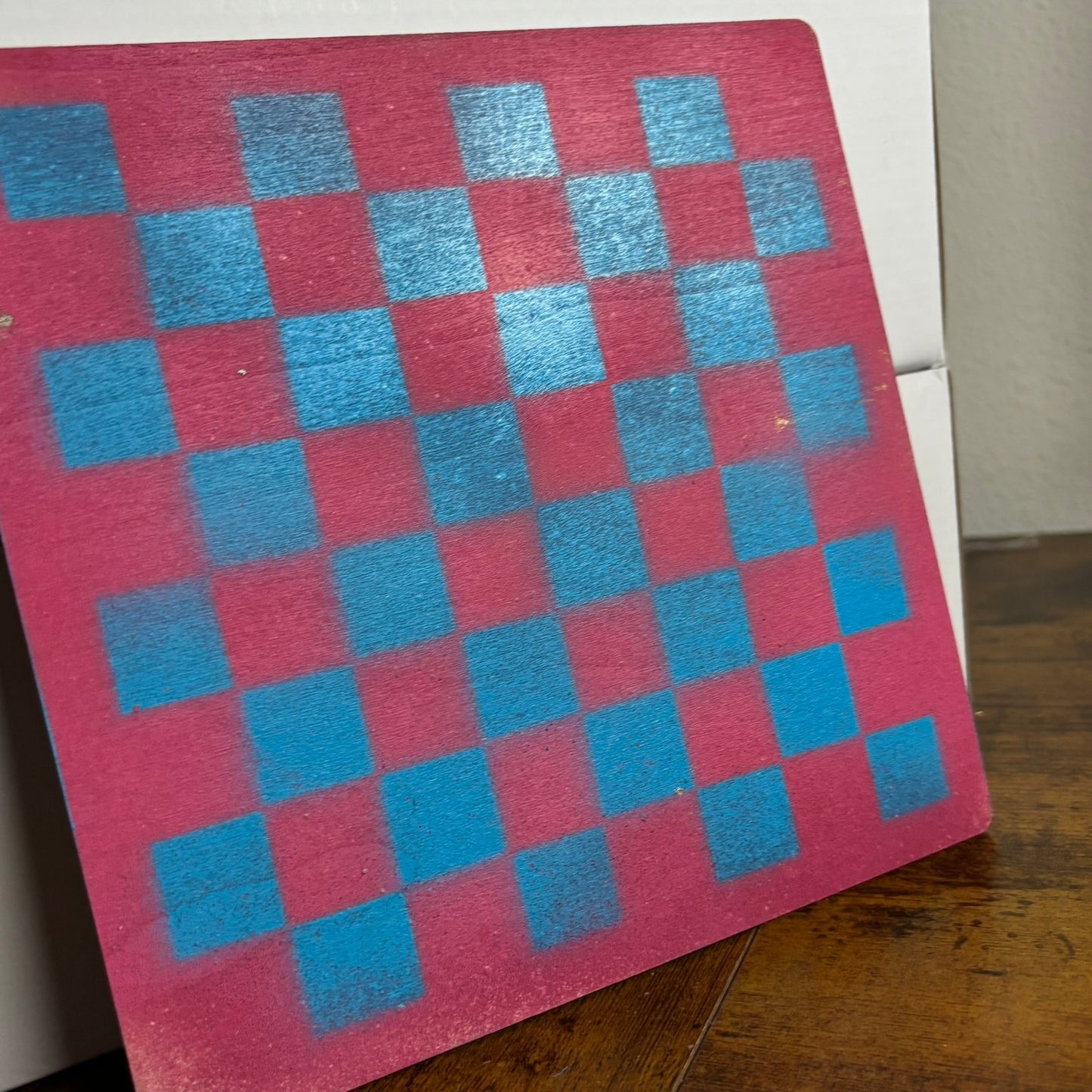 Pink & Blue - Painted Thin Wooden Chess Board
