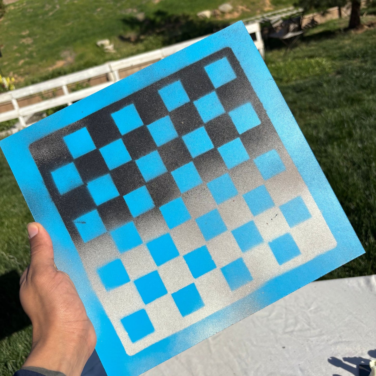 Black & Blue Snow Rush - Painted Chess Set