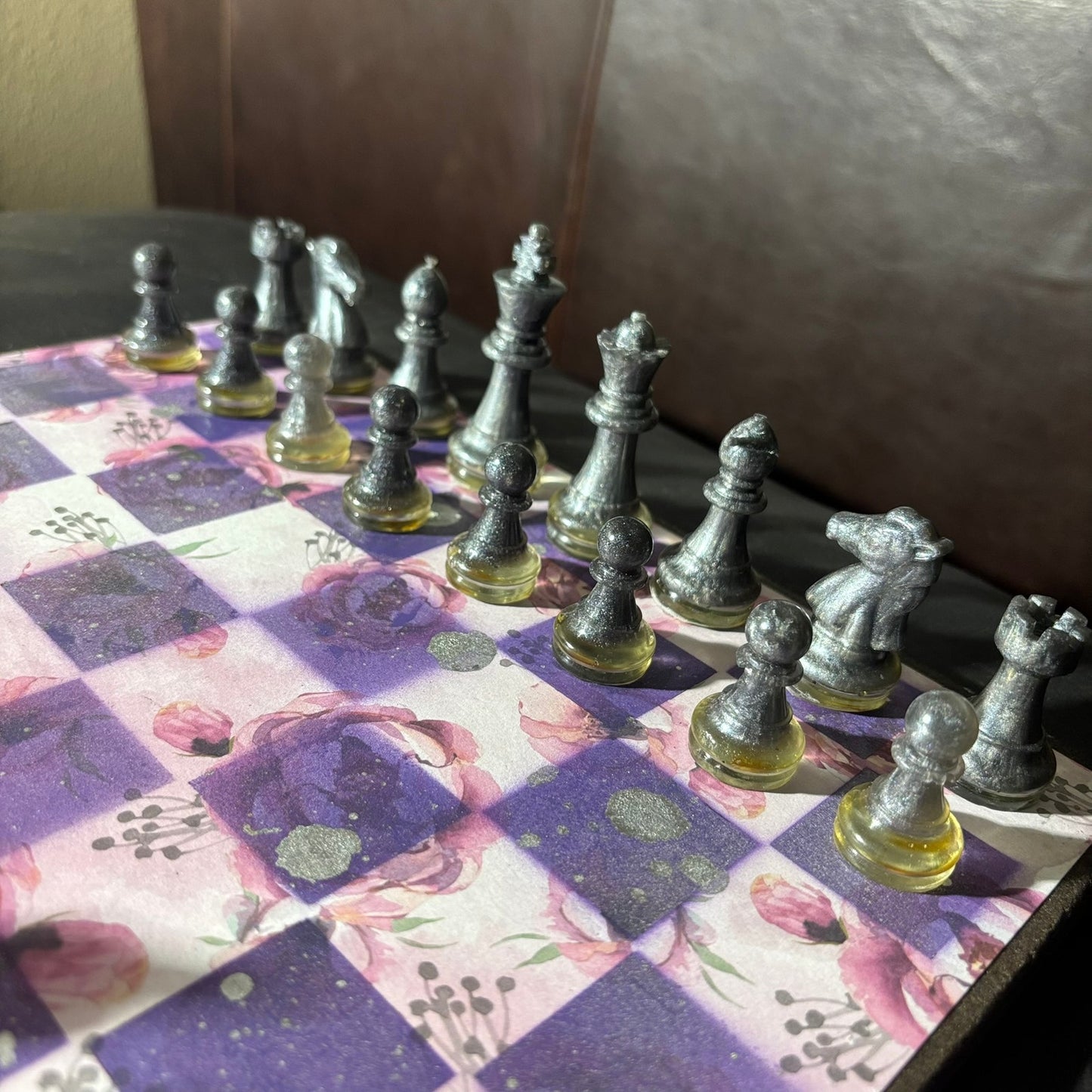 Pink Rose Purple - Scrapbook Chess Set