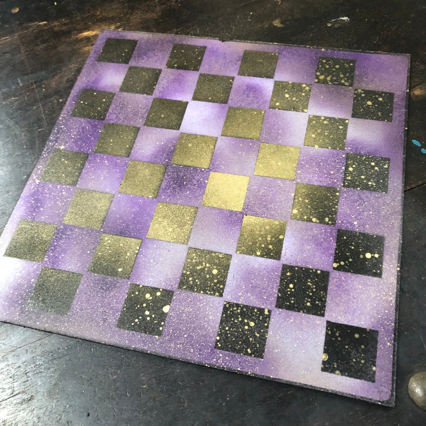 Golden Purple Galaxy - Painted Chess Set