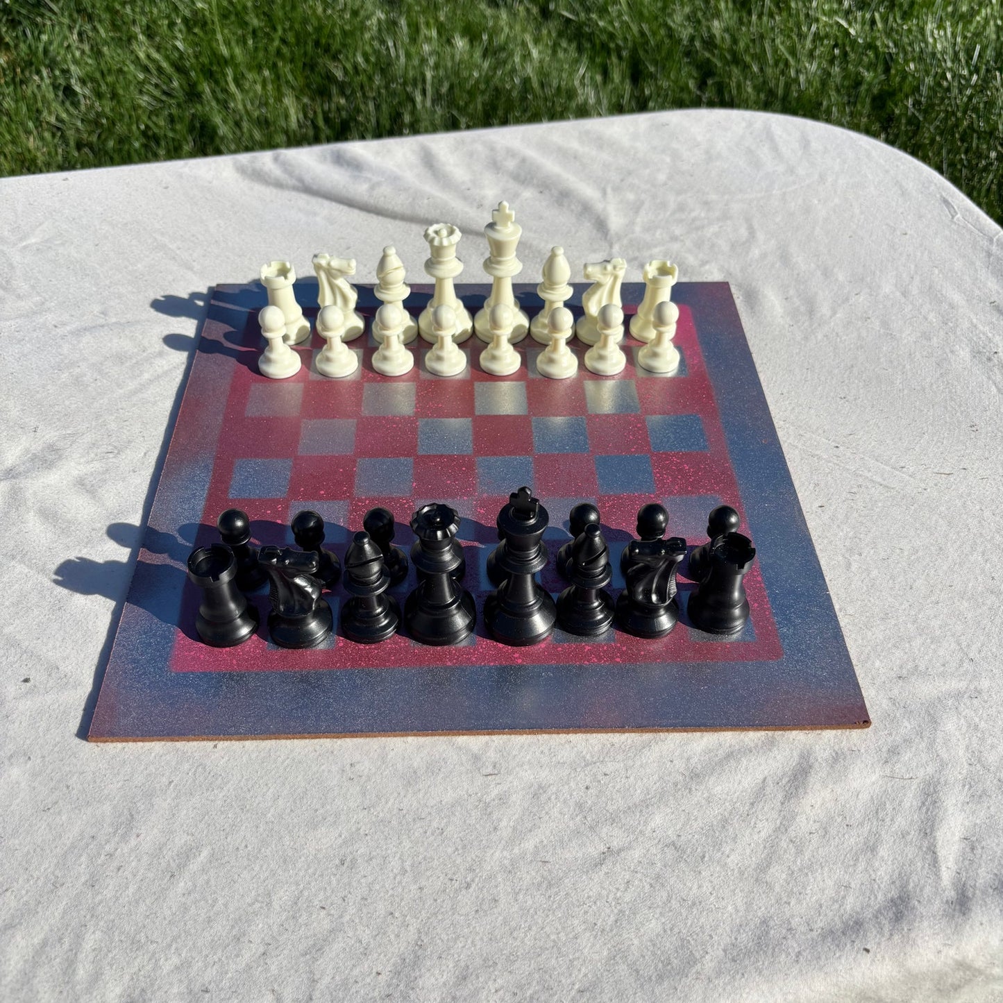 Silver Speckled Pink - Painted Chess Set