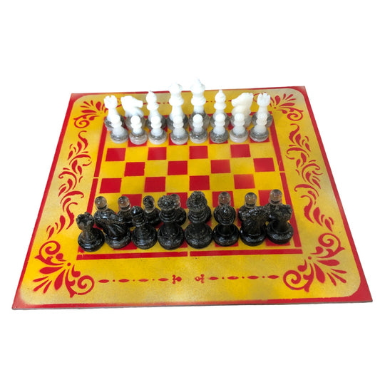 Royal Yellow & Red - Painted Chess Set