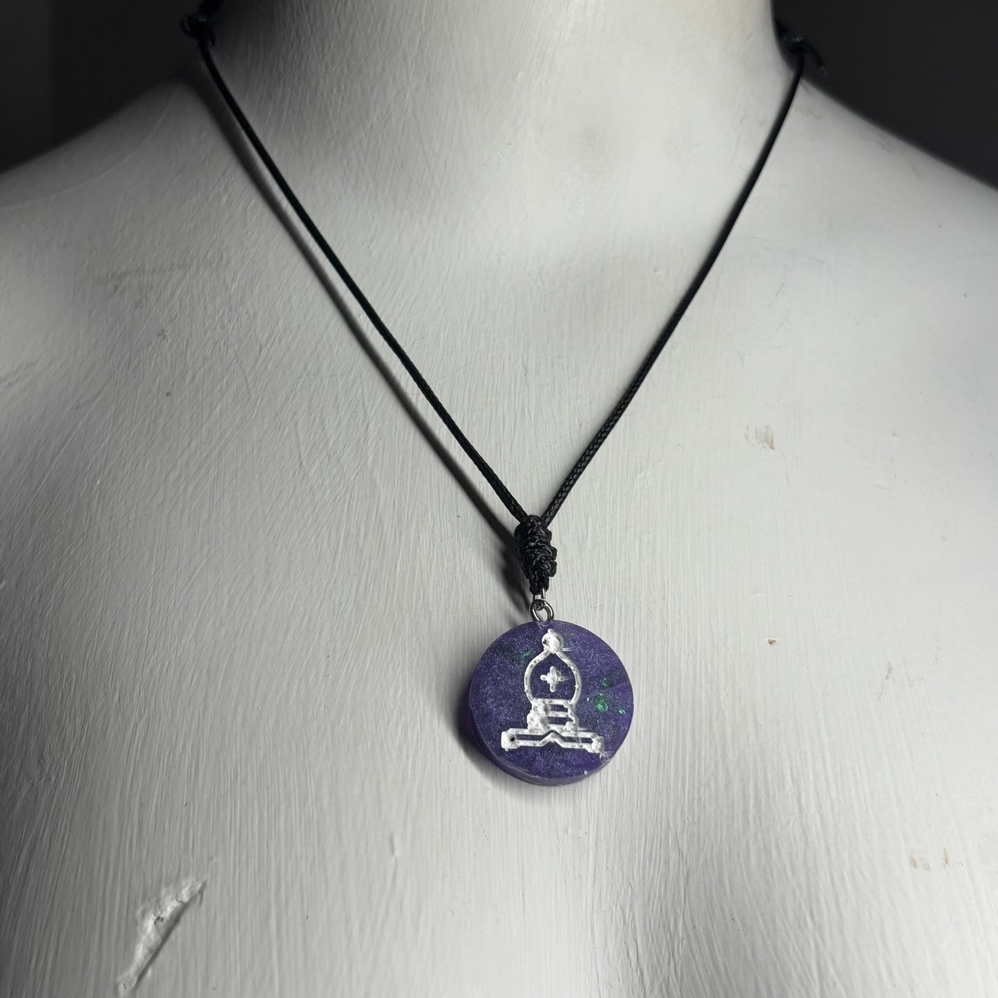 Midnight Purple Bishop - Handmade Resin Chess Necklace