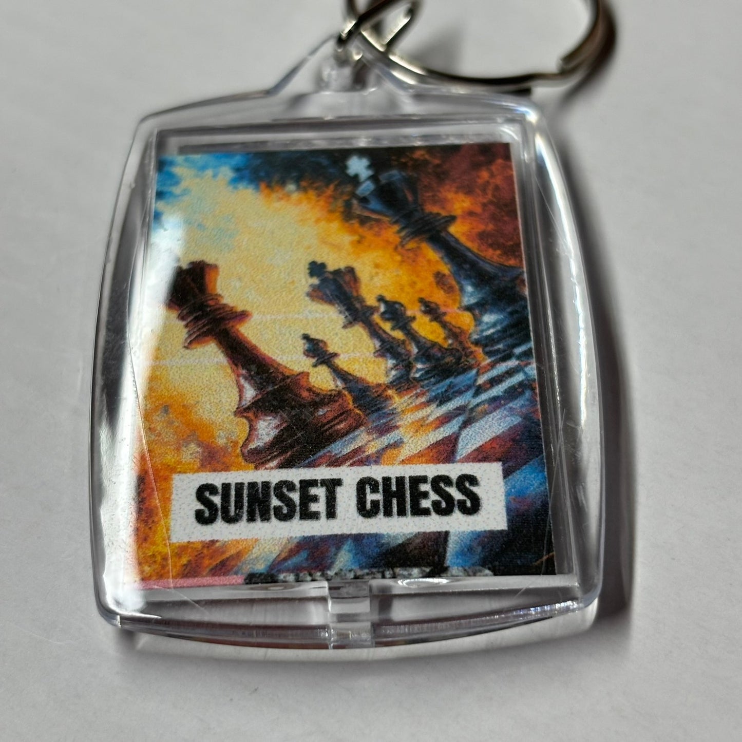 Chess On Fire - Sunset Chess Photo Keychain