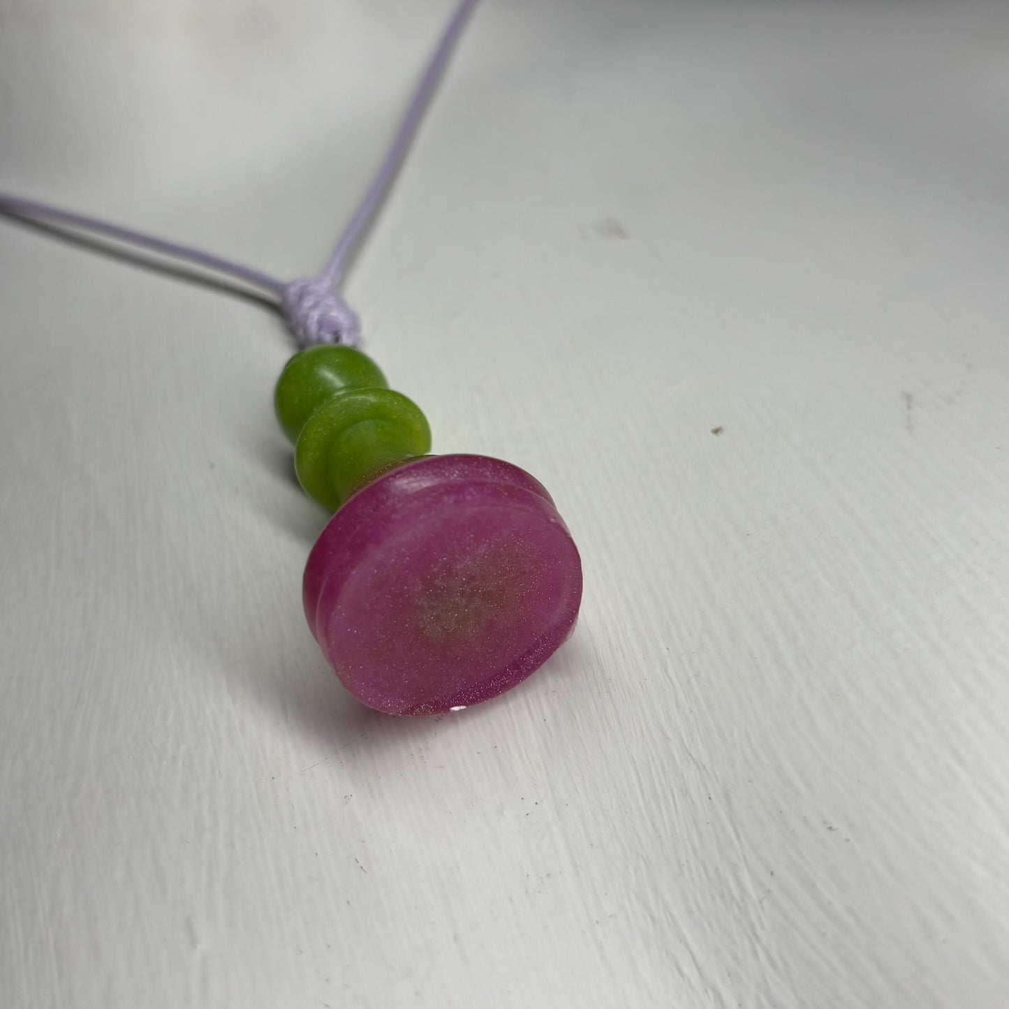 Green & Pink Bishop - Handmade Resin Chess Necklace