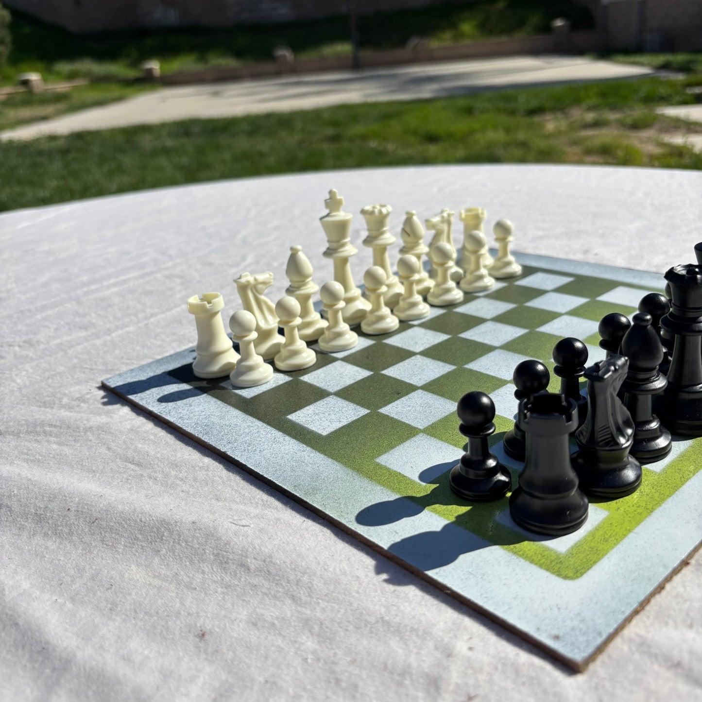 Lime Green Fade - Painted Chess Set