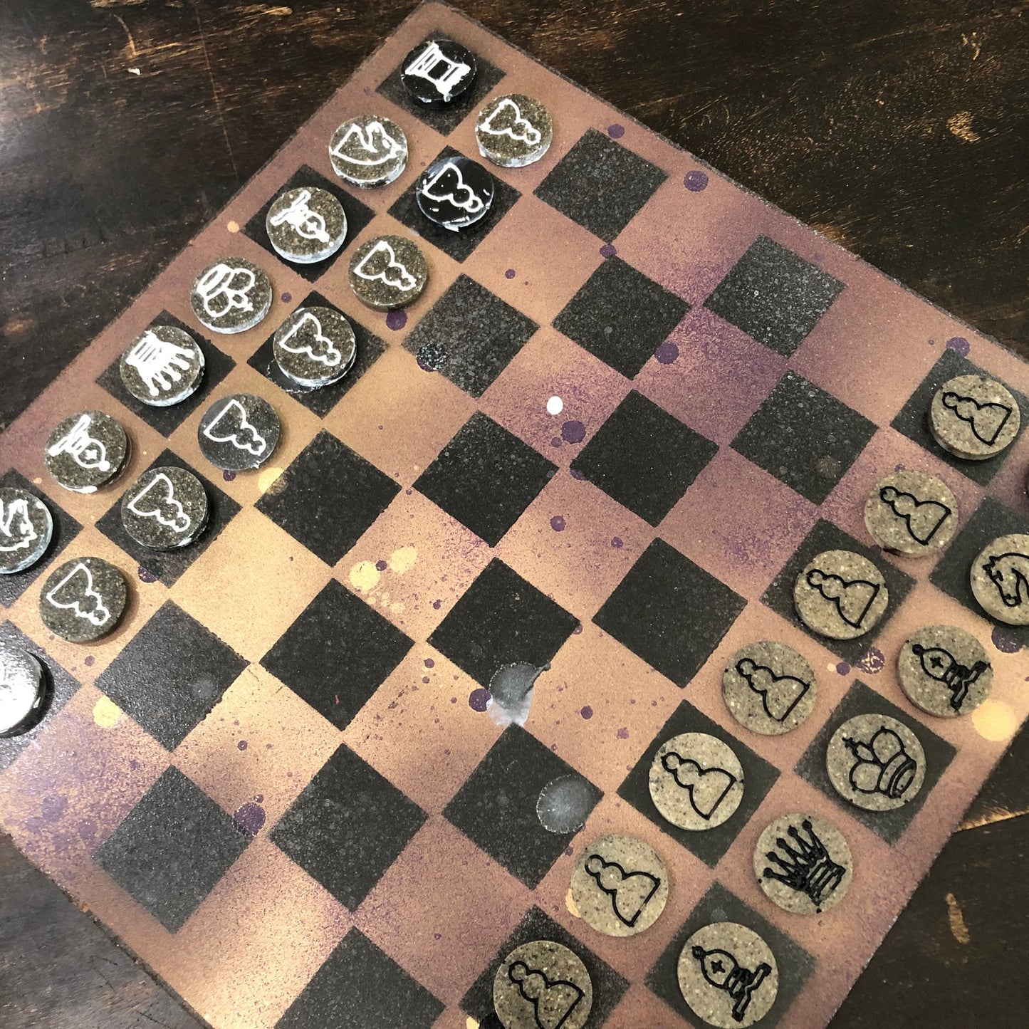 Golden Purple - Painted Chess Set