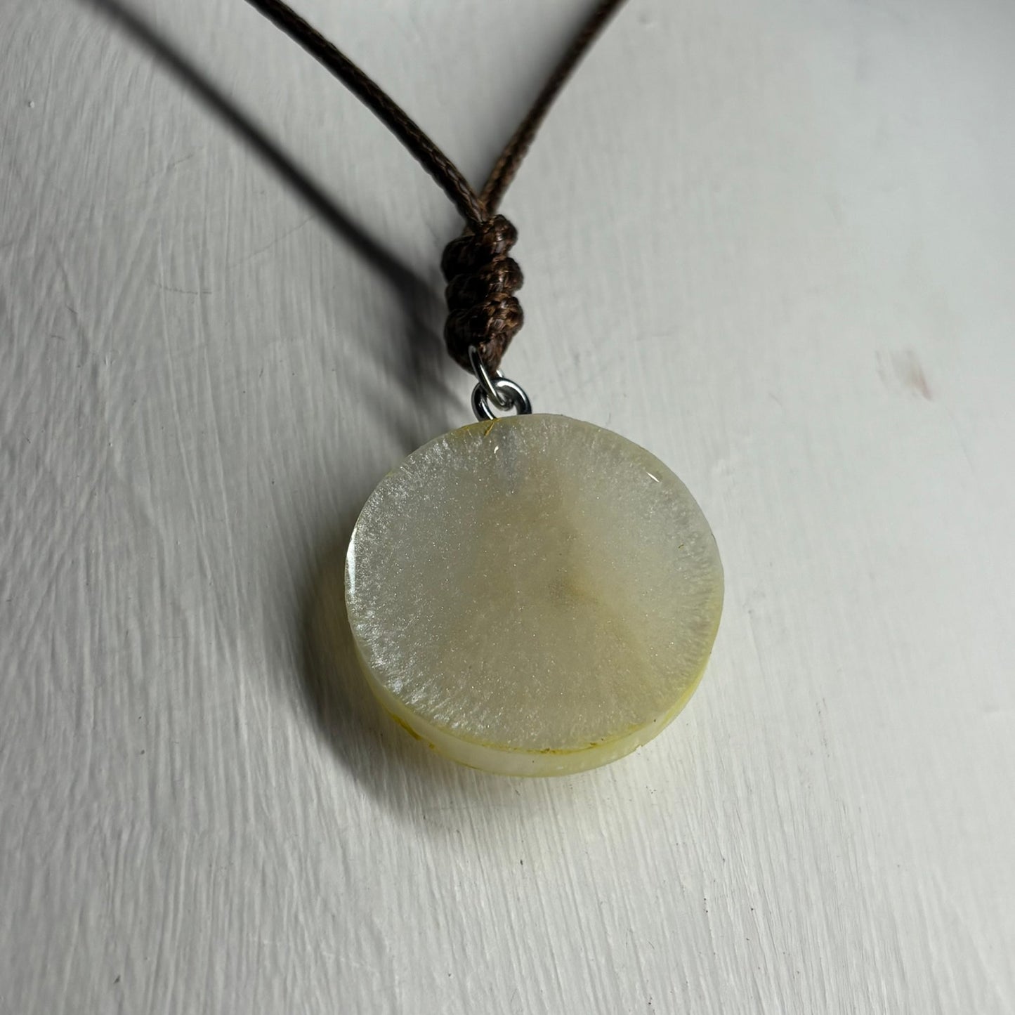 Yellow White Pawn - Handmade Resin Chess Necklace