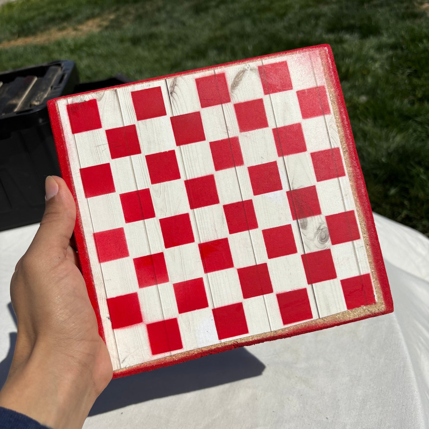 Wood Print Red - Scrapbook Chess Set