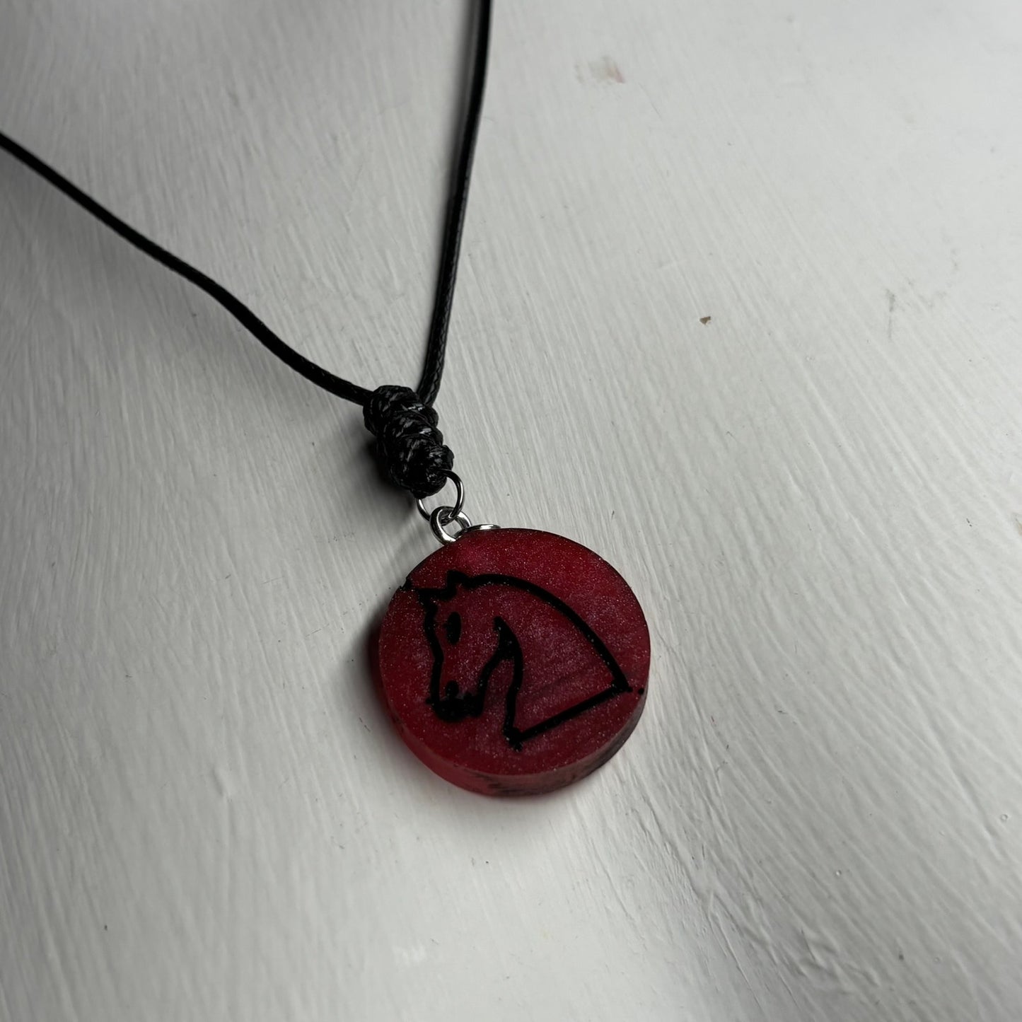 Red Knight - Handmade Resin Chess Necklace