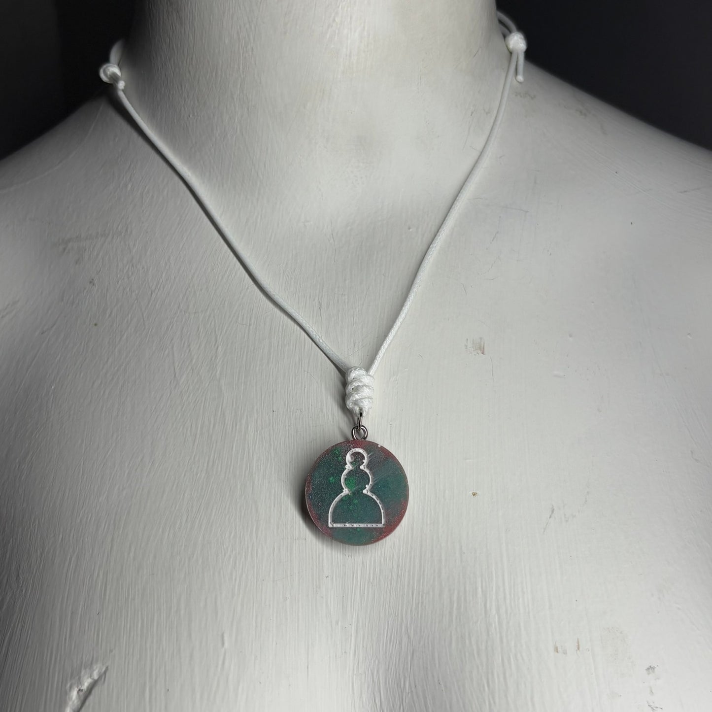 Forest Mint Pawn - Handmade Resin Chess Necklace - Flat Edition