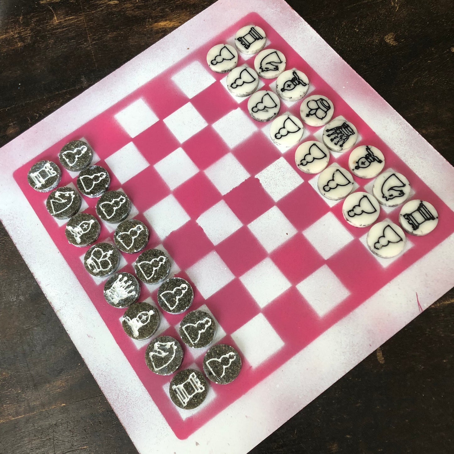 Simple Pink - Painted Chess Set