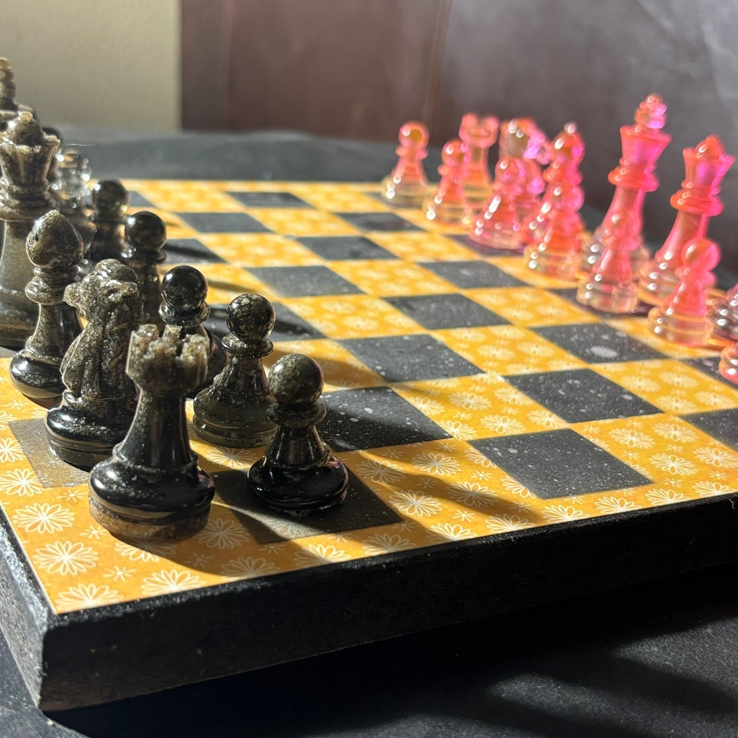 Yellow & Pink Vintage Pattern - Scrapbook Chess Set