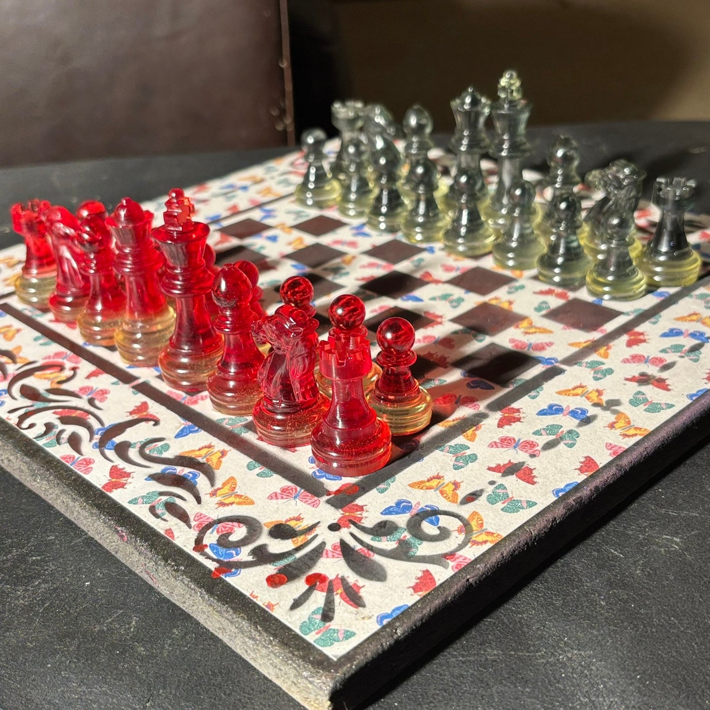 Colorful Butterflies - Scrapbook Chess Set