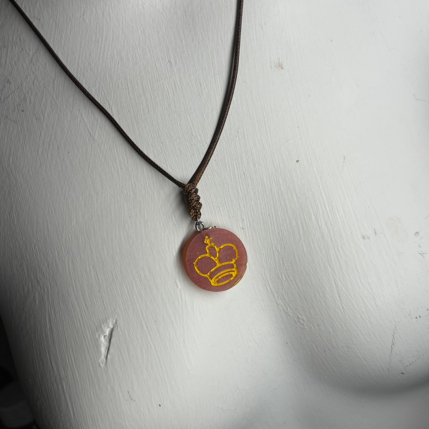 Burgundy Red King - Handmade Resin Chess Necklace