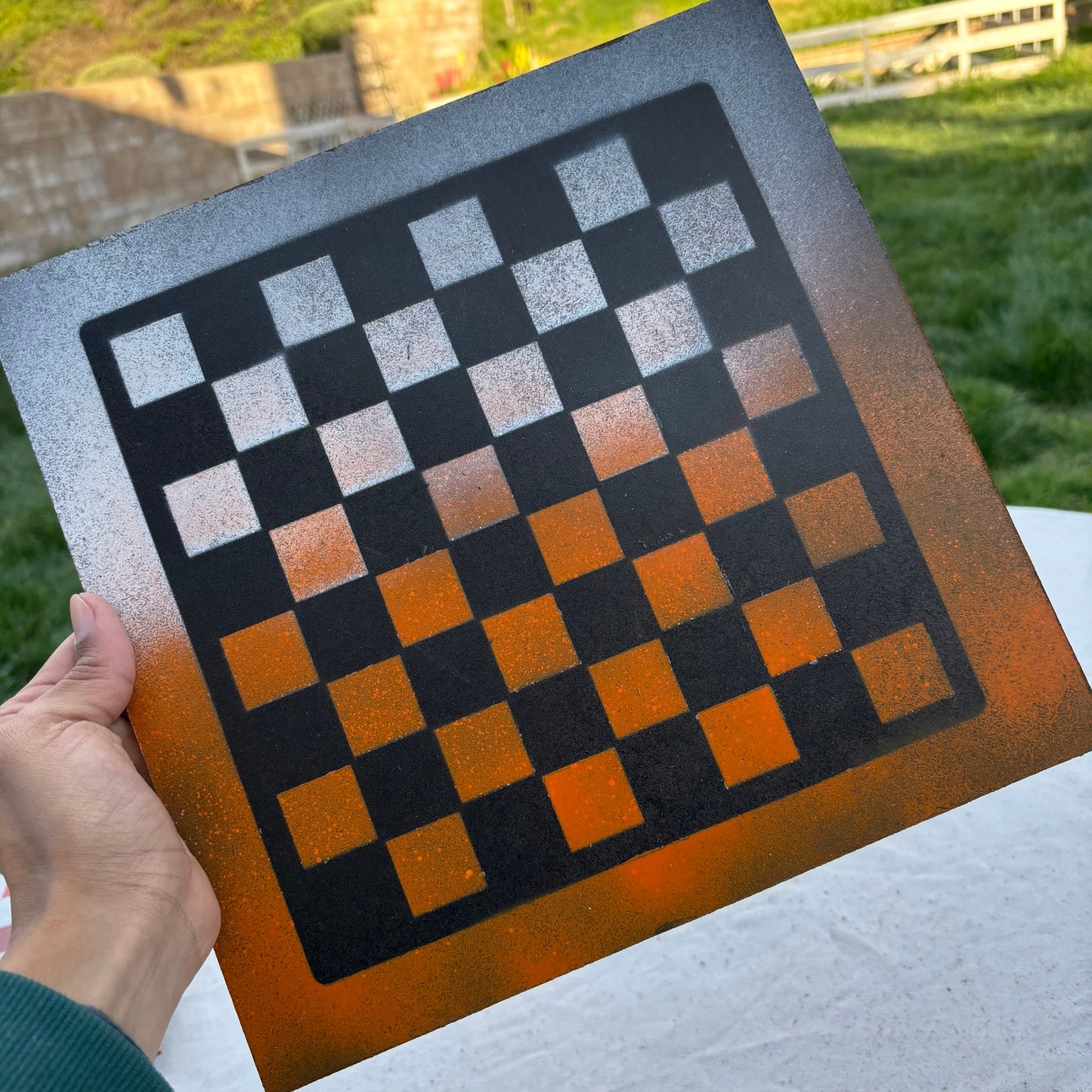 Orange & White Snow - Painted Chess Set
