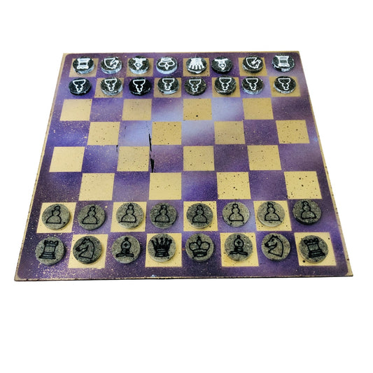 Purple Gold - Painted Chess Set