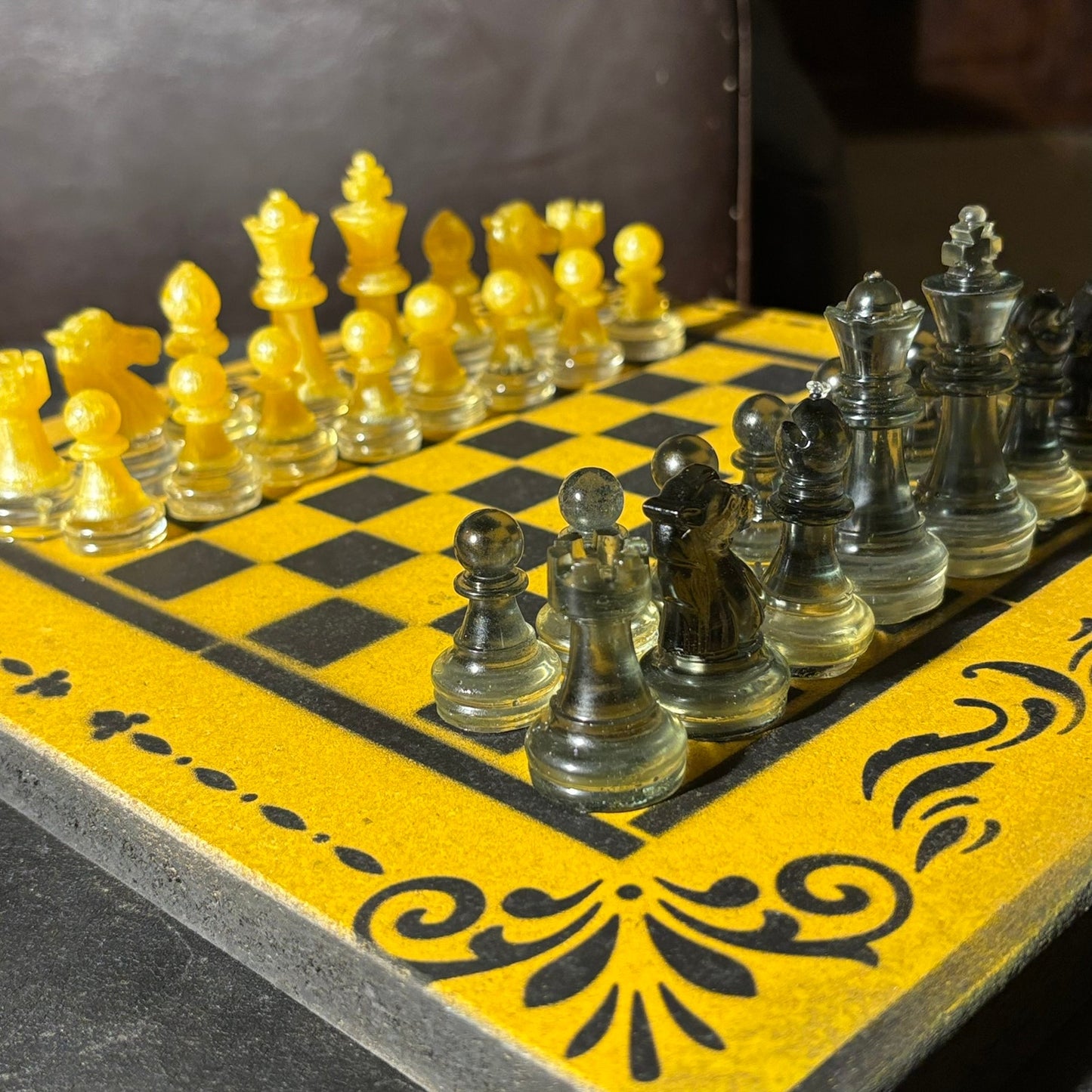 Black & Yellow - Painted Chess Set