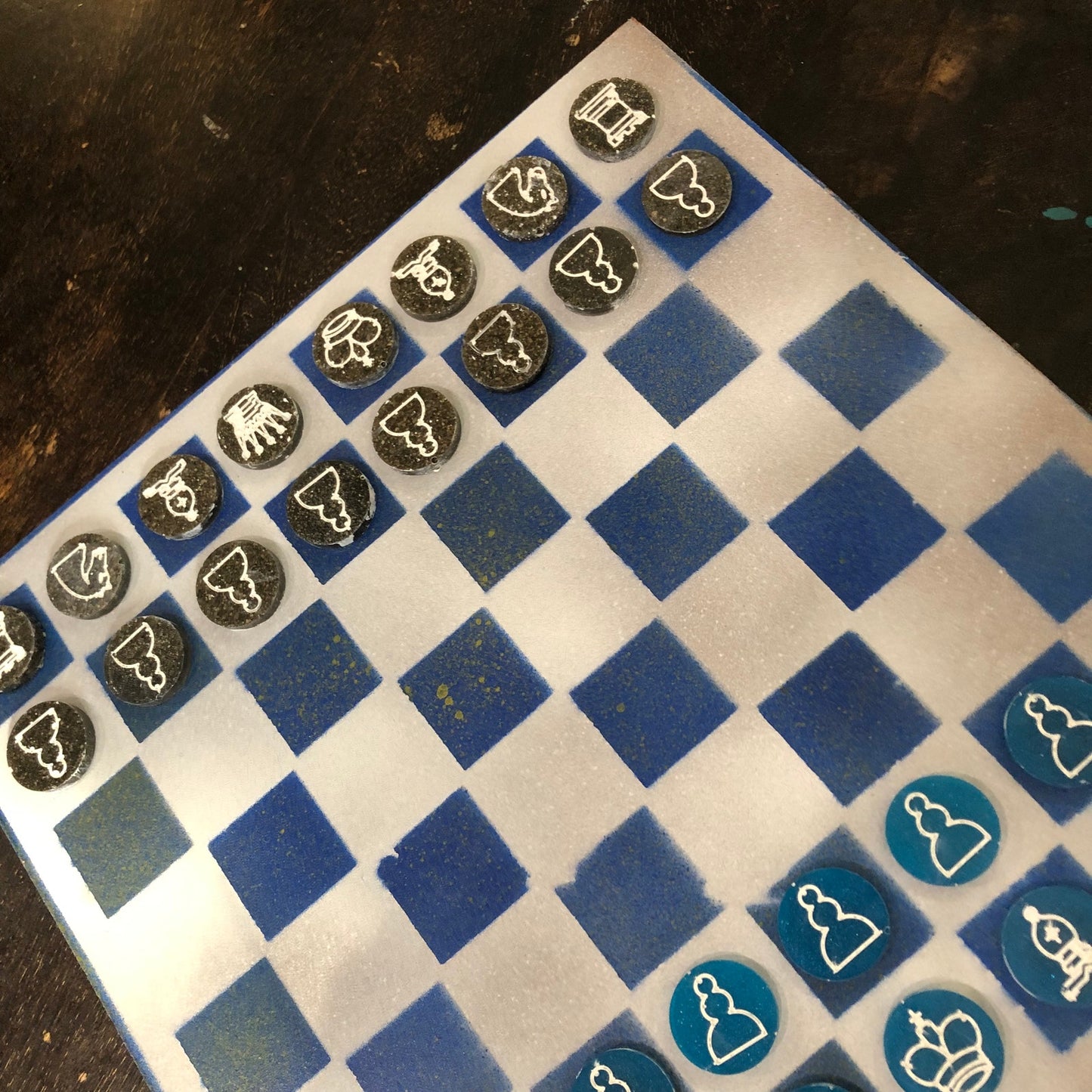 Chrome Blue - Painted Chess Set
