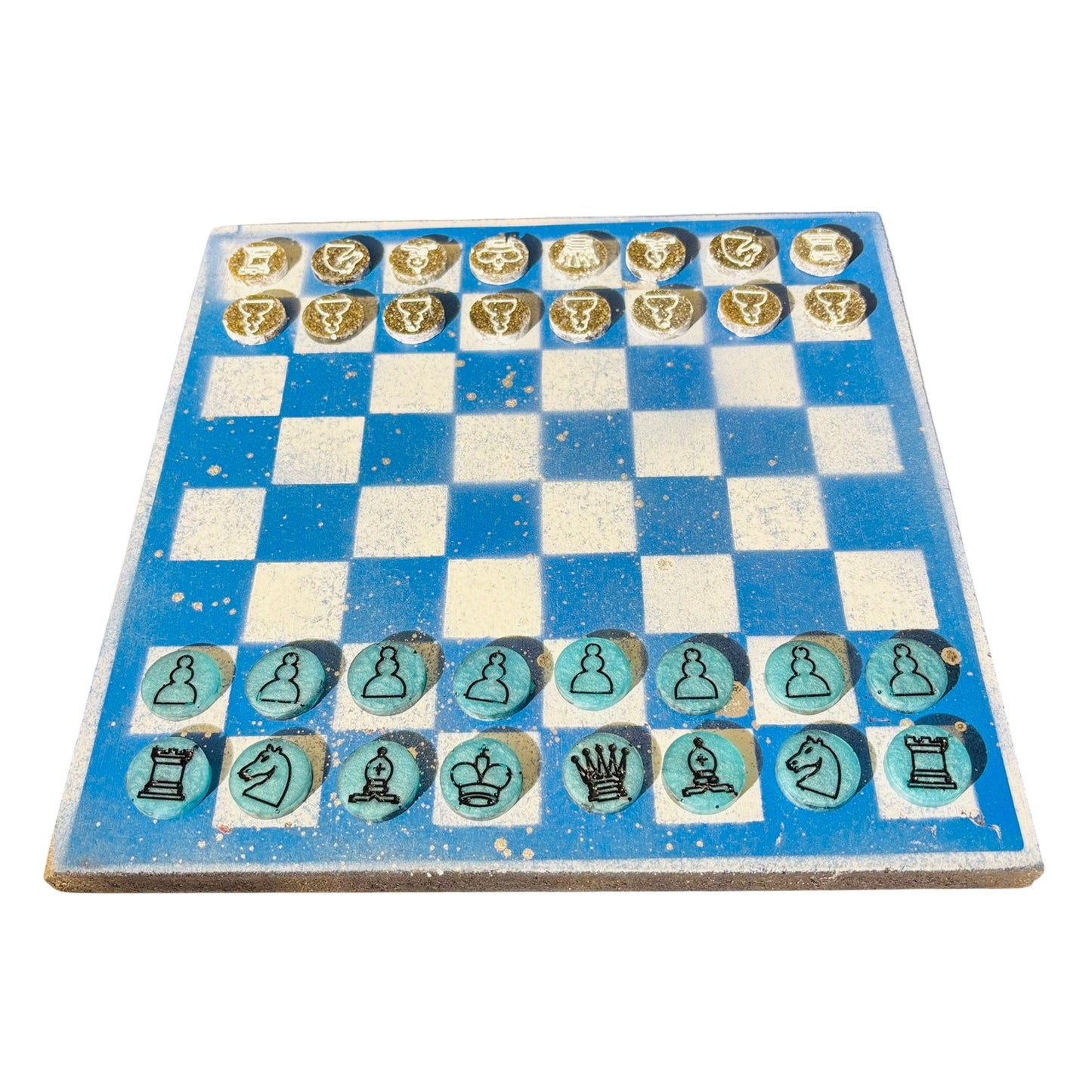 Blue & White - Painted Chess Set