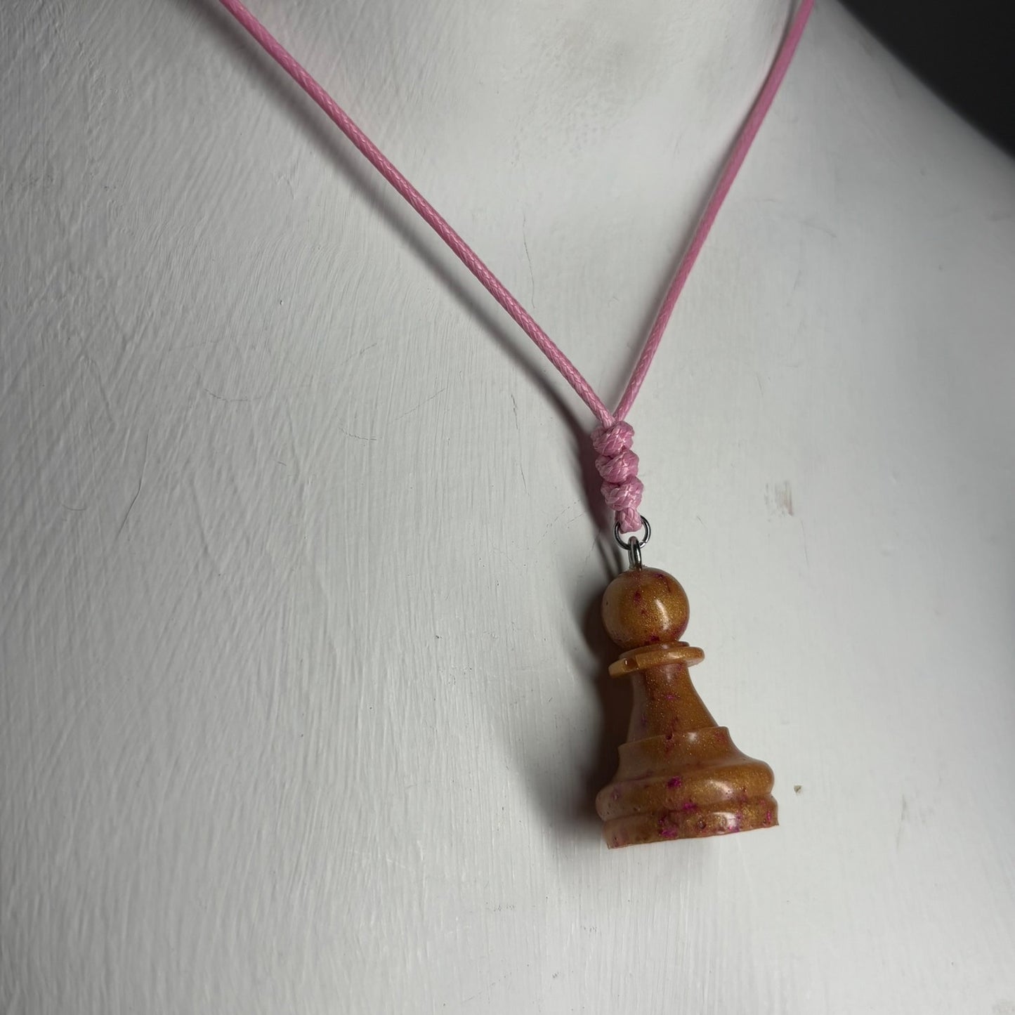 Pink Royal Pawn - Handmade Resin Chess Necklace