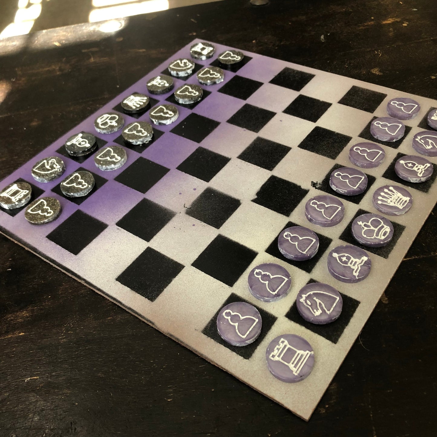 Purple Hue - Painted Chess Set