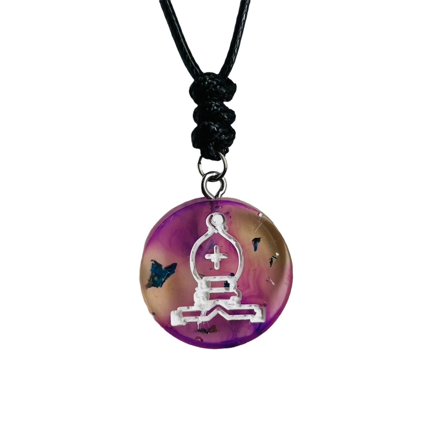 Purple Mix - Handmade Resin Chess Necklace - Flat Edition