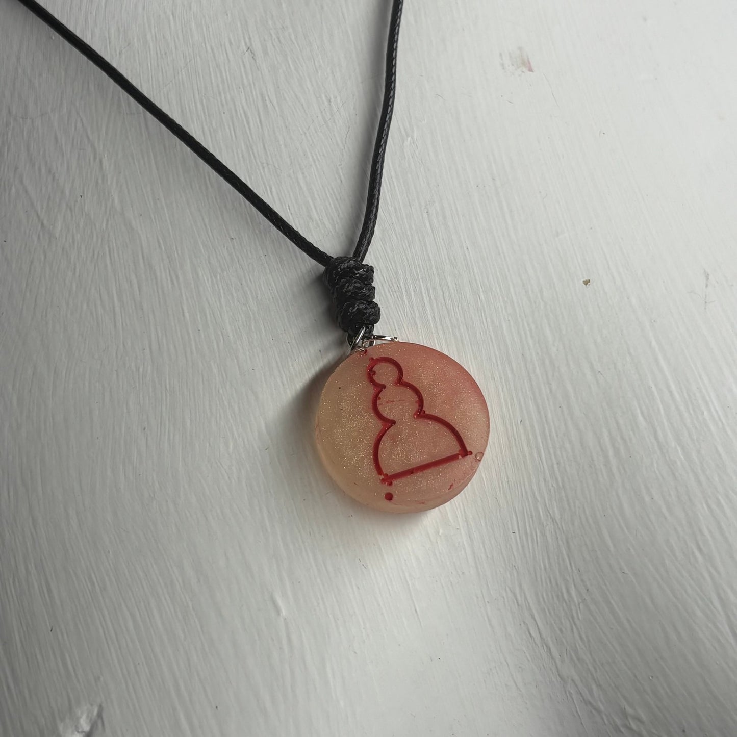 Red Print Pawn - Handmade Resin Chess Necklace