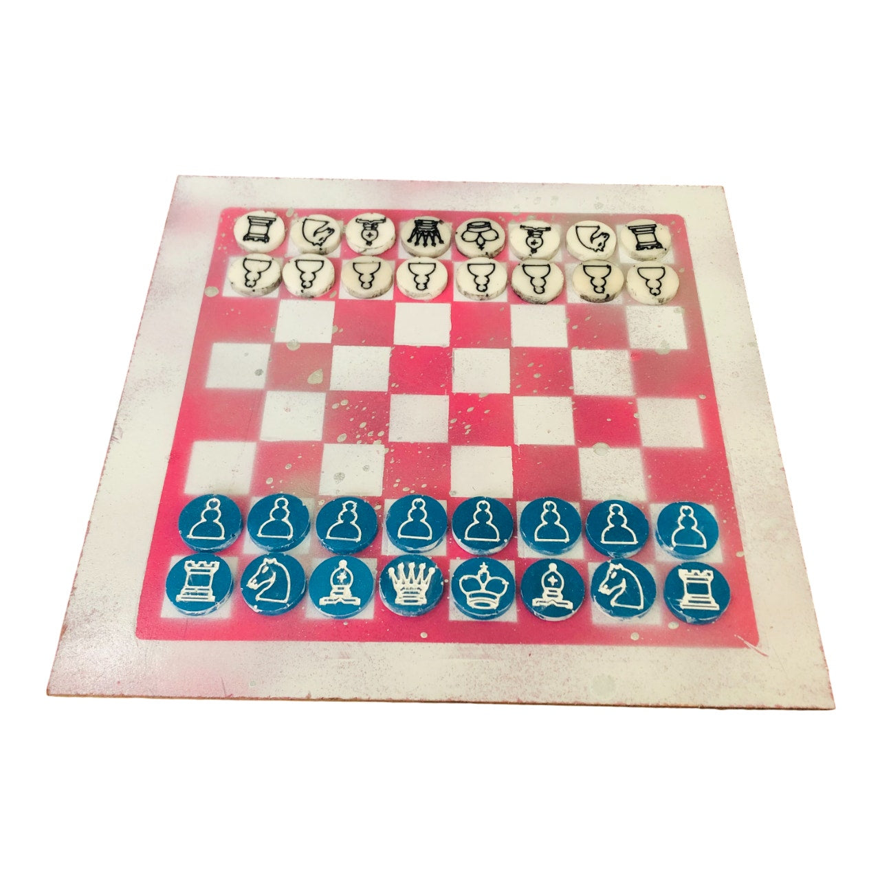 Pink & White - Painted Chess Set