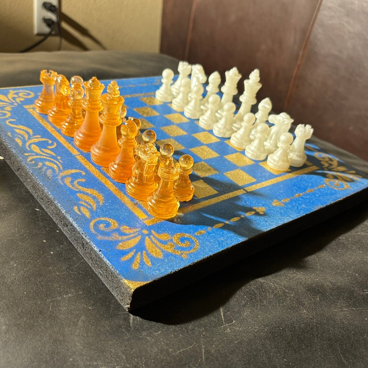 Supreme Blue & Gold- Painted Chess Set