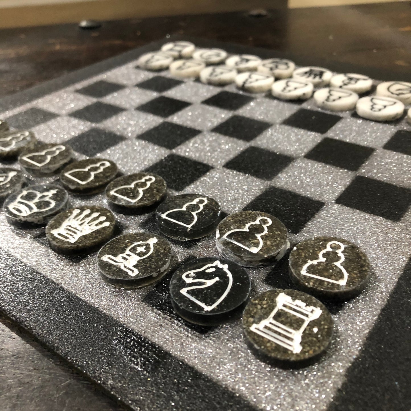 Gray & Black - Painted Chess Set