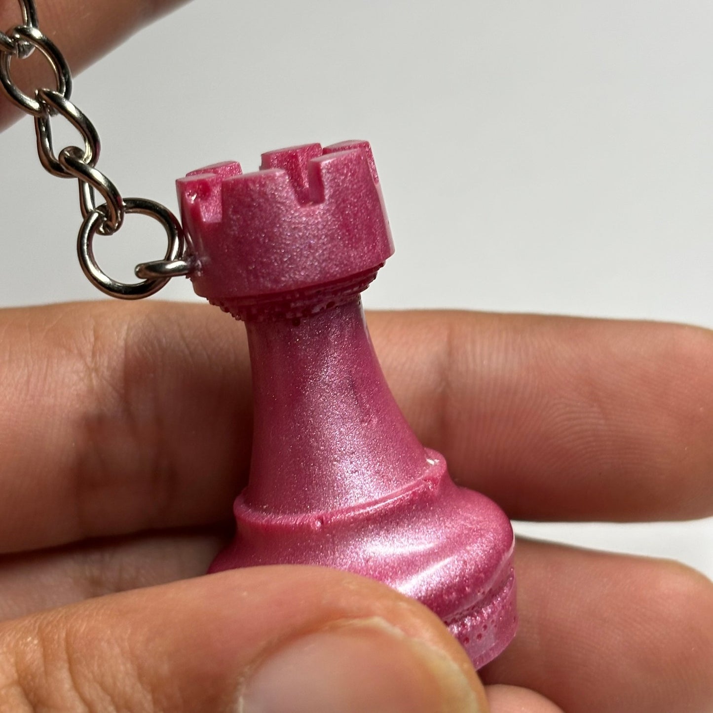 Solid Pink Rook - Handmade Resin Keychain