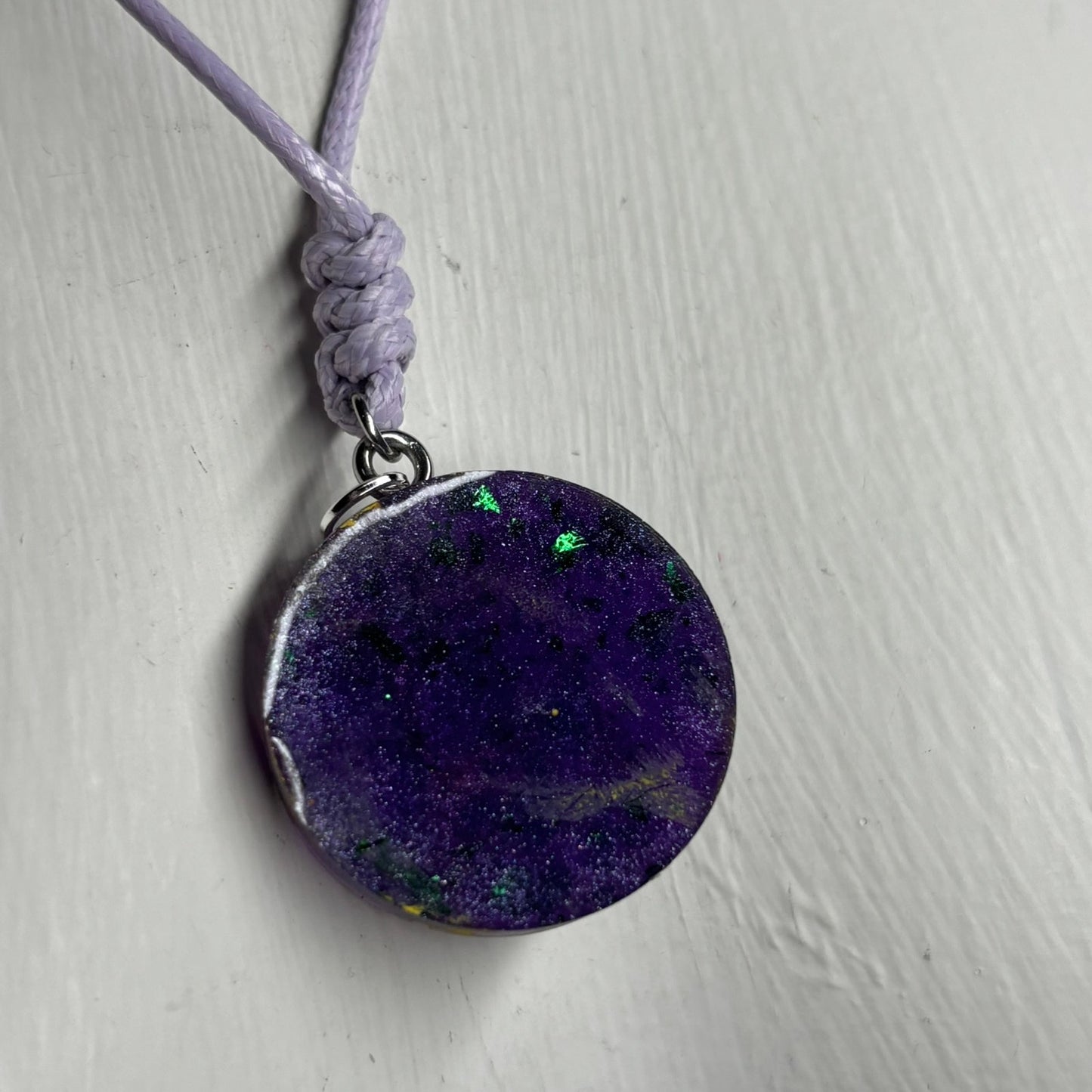 Purple Crystal Rook - Handmade Resin Chess Necklace