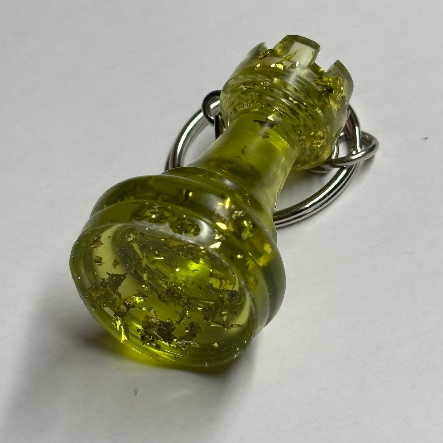 Lime Green Rook - Handmade Resin Keychain