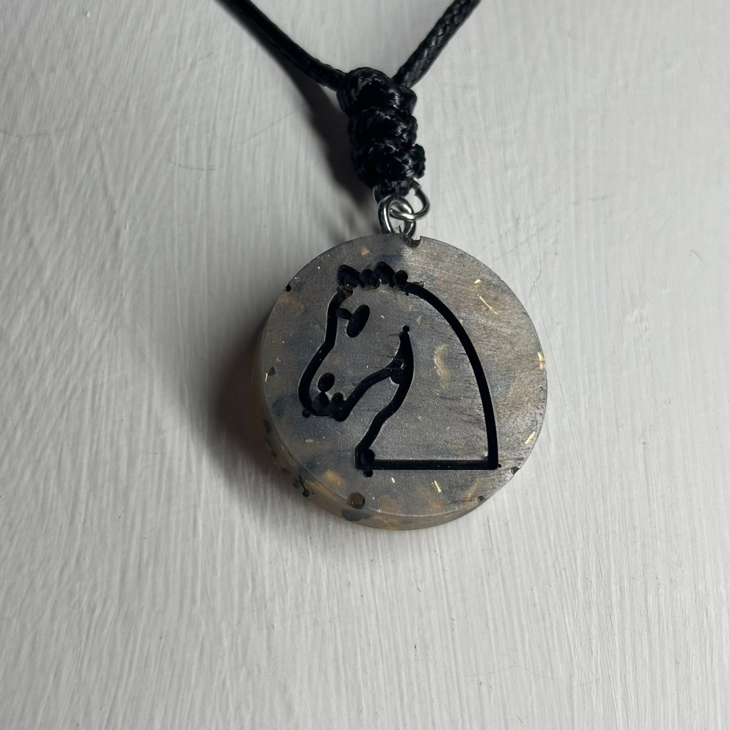 Dark Luxury Knight - Handmade Resin Chess Necklace