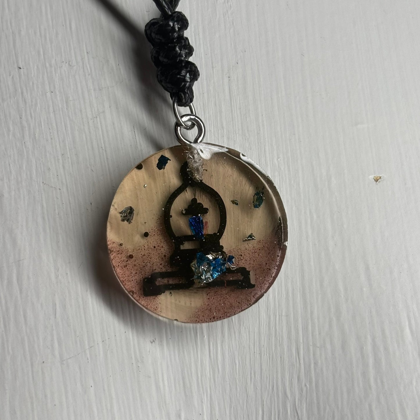 Translucent Coffee Bishop - Handmade Resin Chess Necklace