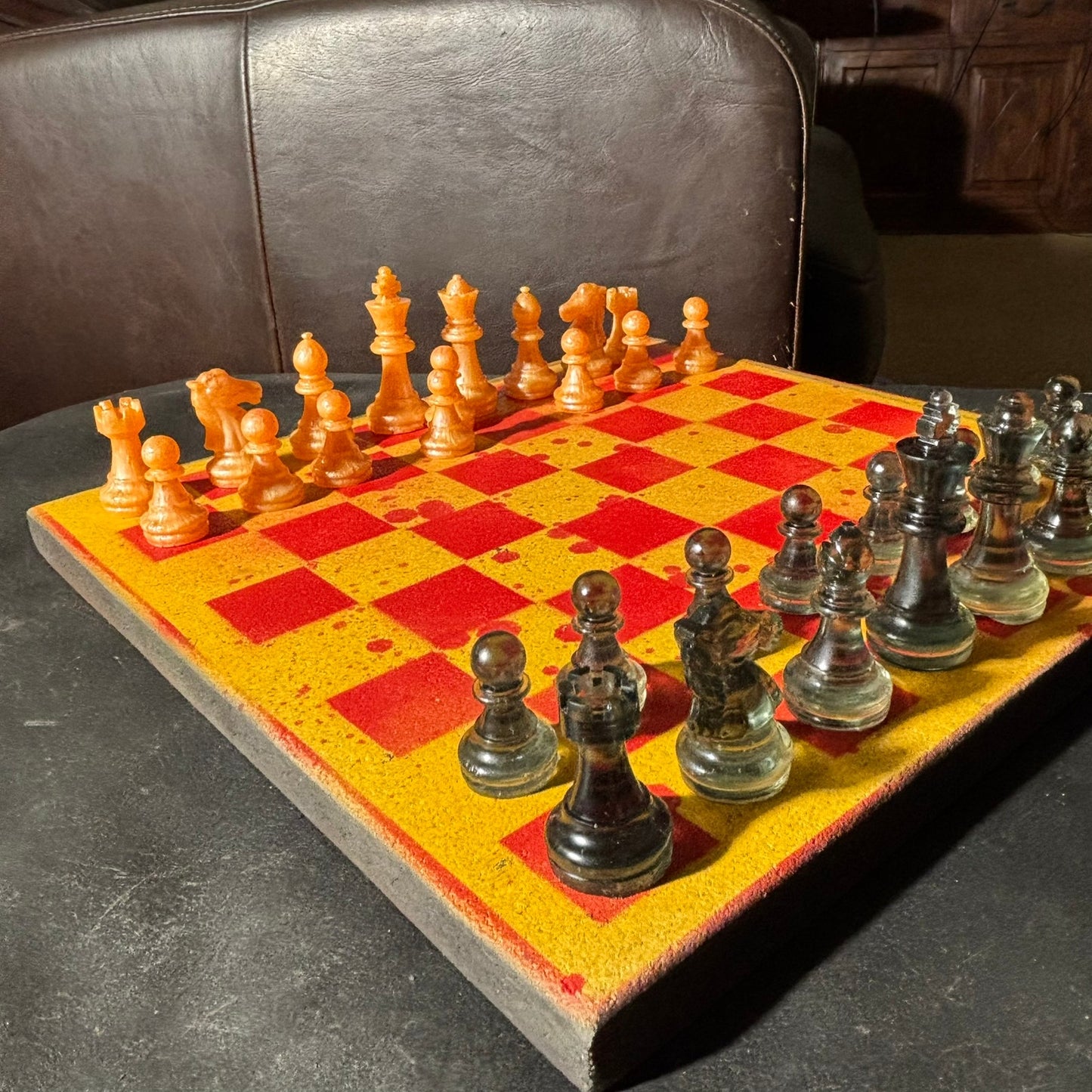 Spartan Golden Red - Painted Chess Set