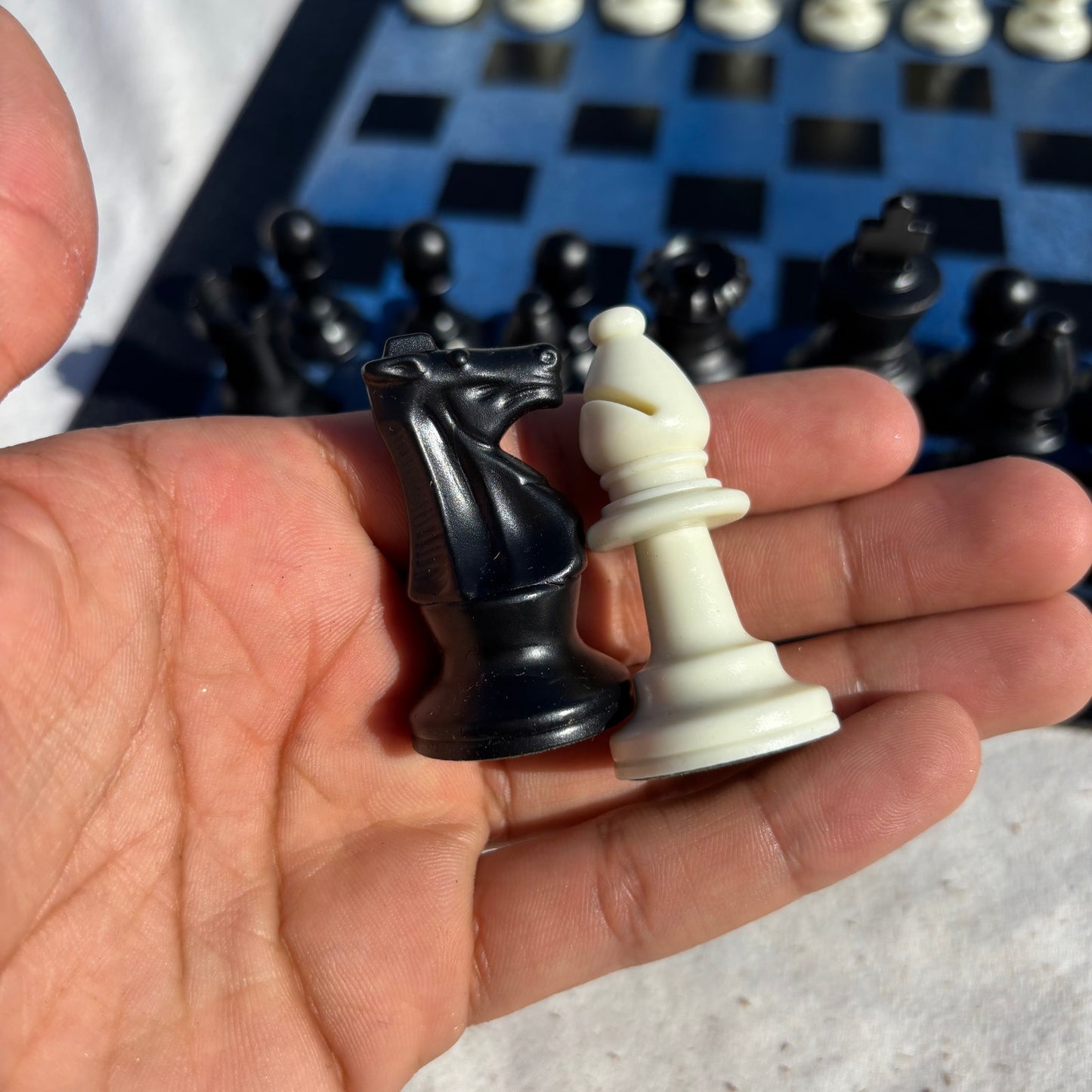 Blue & Black - Painted Chess Set