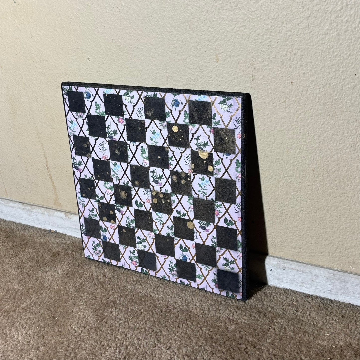 Vintage Flower Garden - Scrapbook Chess Board