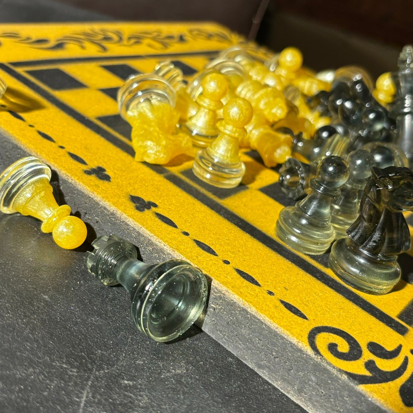 Black & Yellow - Painted Chess Set