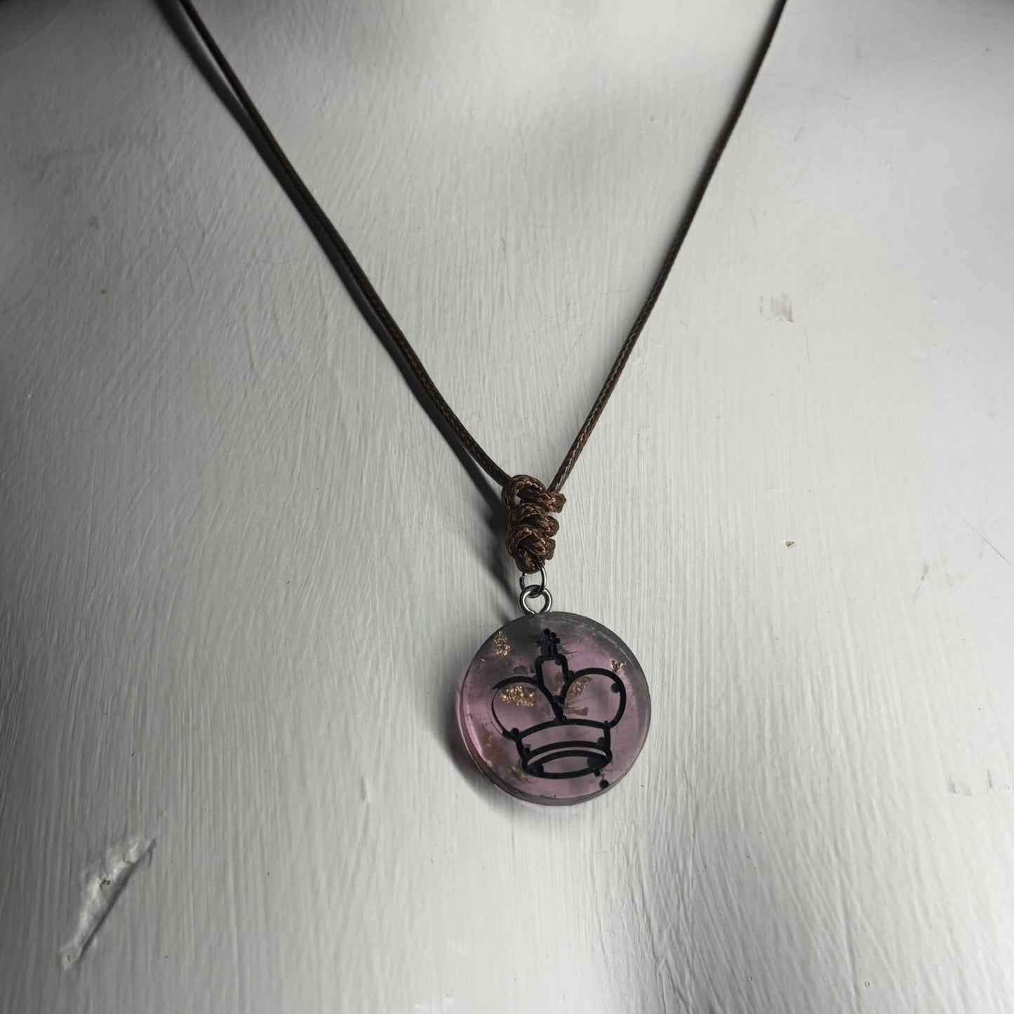 Violet Purple King - Handmade Resin Chess Necklace